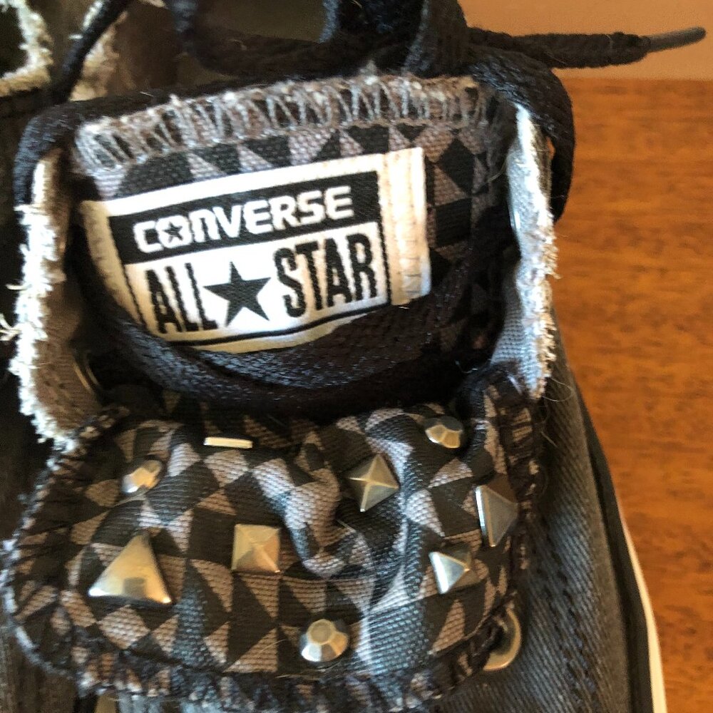 Converse All Star Low Top Black Double Tonge Studded Women's Sneaker - Picture 2 of 7